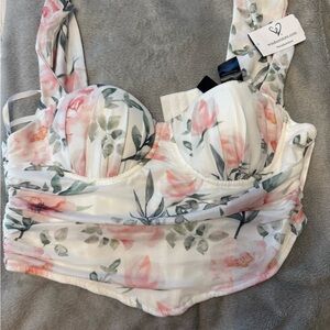 Windsor White and Pink Floral Bra with Underwire Support